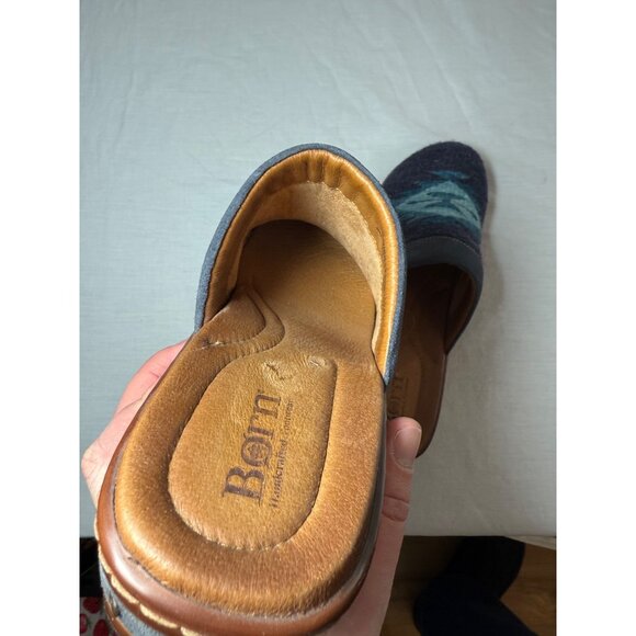 Børn Womens Wool Slip-On Mules With Geometric Pattern & Leather Sole - Picture 8 of 13